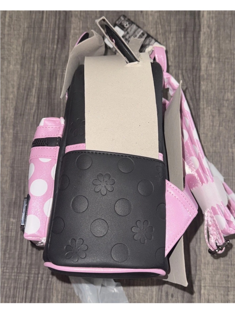 NEW LOUNGEFLY DISNEY MINNIE MOUSE FLORAL EARS MINI BACKPACK NWT! Pink Black - Picture 5 of 5